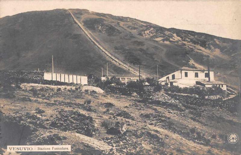 Mount Vesuvius Vesuvio Italy Funicular Station Real Photo Postcard J58160