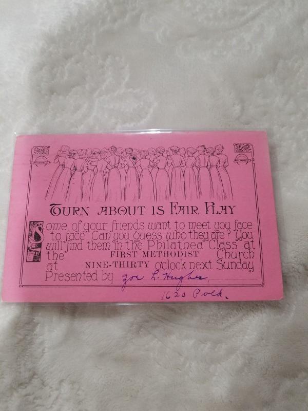 Antique Postcard, Turnabout is Fair Play.  Pink!  From 1915!