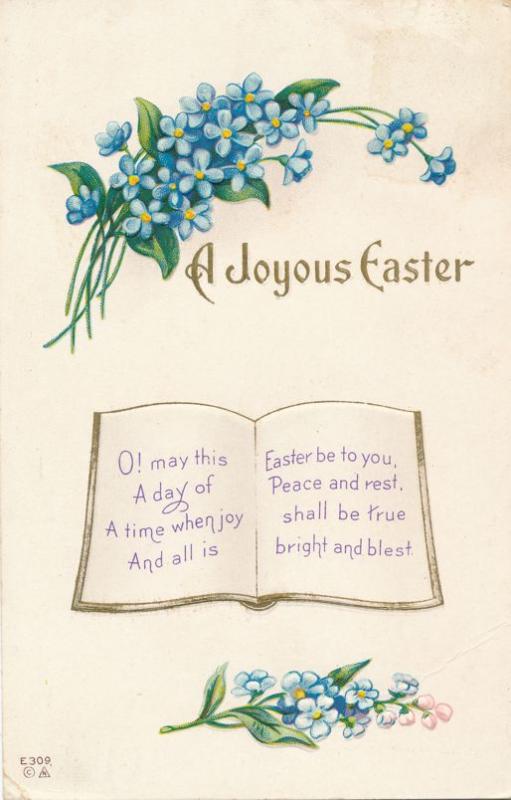 Joyous Easter Greetings - Peace and Rest - Flowers - pm 1913 - E. Nash - DB