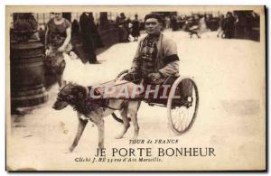 Postcard Old Dog Dogs Tour de France Ke luck