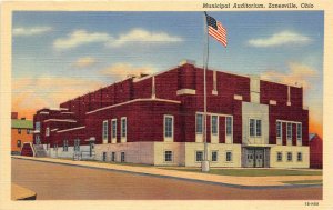 Zanesville Ohio 1940s Postcard Municipal Auditorium