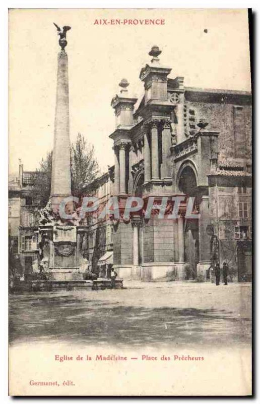 Old Postcard Aix en Provence Madeleine Church Square Preachers