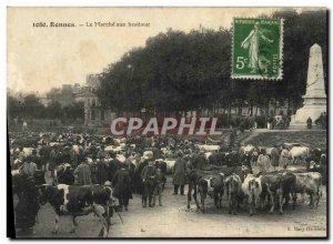 Old Postcard Rennes Le Marche Aux Cattle Cows TOP