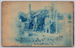 K44/ Groveport Ohio RPPC Postcard c10 Blue Tint Meyer Schmeltzer Workers 315