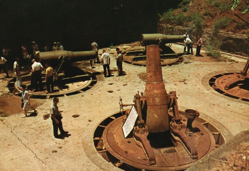 Vintage Postcard 1967 Giant 12in Mortar Relics Seen on the Rock Corregidor PH