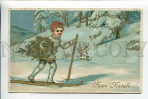 3184938 Merry Christmas X-MAS Boy SKIING Winter Vintage ColorPC