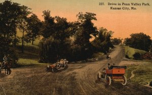 Vintage Postcard 1910's View of Drive in Penn Valley Park Kansas City Missouri