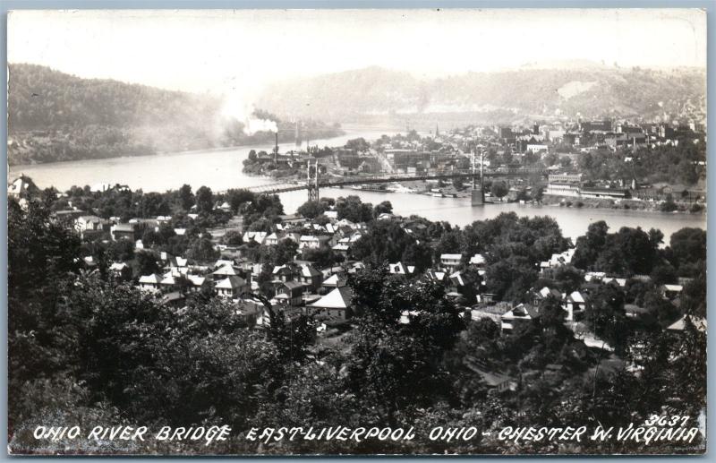 CHESTER W.V. EAST LIVERPOOL OHIO RIVER BRIDGE ANTIQUE REAL PHOTO POSTCARD RPPC