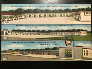 Vintage Postcard 1956 Kuilman's Motels Mobridge, Lemmon & Bismarck South Dakota