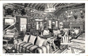 OK, Oklahoma FP RANCH~Woolaroc Living Room FRANK PHILLIPS LODGE RETREAT Postcard