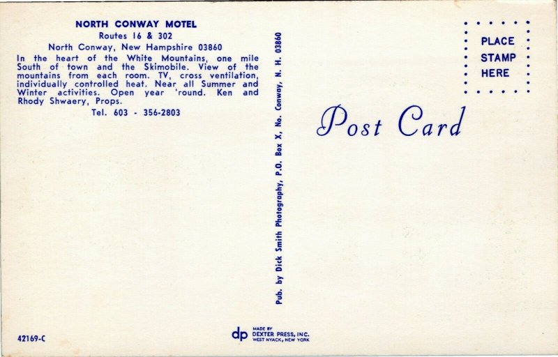 North Conway Motel Routes 16 & 302, New Hampshire postcard