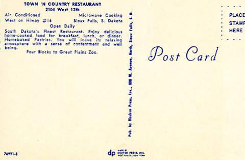 SD - Sioux Falls. Town 'n' Country Restaurant