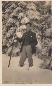 Mountaineer Mountain Climbing In Snow 1909 Explorer Hand Signed Antique Postcard