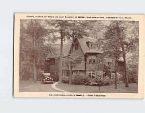 Postcard Compliments Of Wiggins Old Tavern At Hotel Northampton, Massachusetts