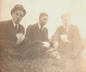 RPPC Young Men Gambling Playing Cards Real Photo  Postcard  1911