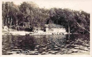 Stege Home Resort Boat Landing Cedar Lake Wisconsin RPPC Real Photo postcard