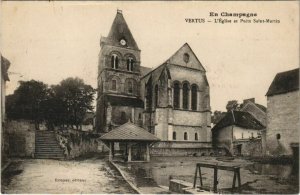 CPA En Champagne VERTUS - L'Église et Puits St-MARTIN (131820)