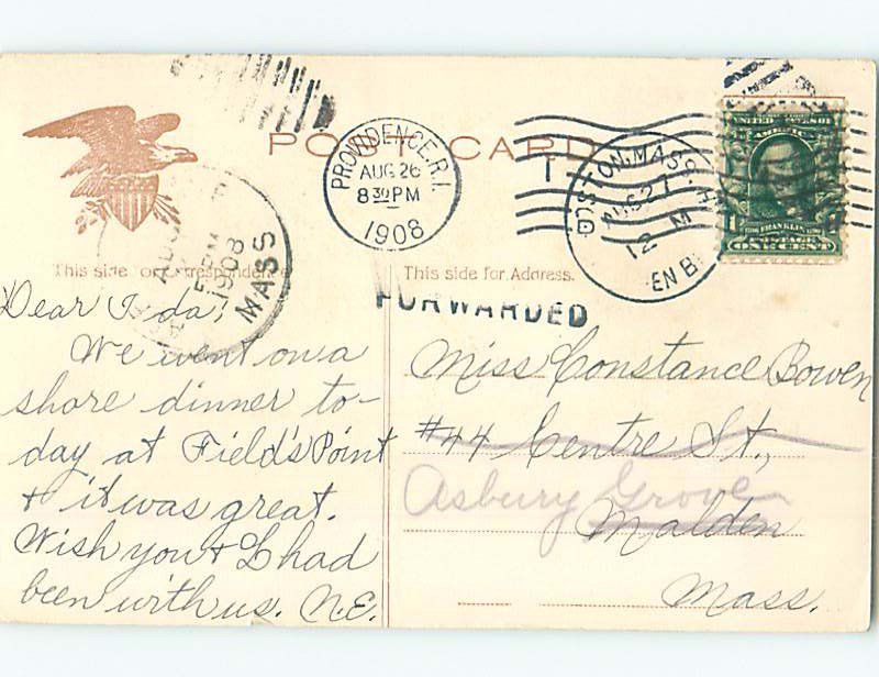 Divided-back RHODE ISLAND CLAMS Postmarked Providence Rhode Island RI AD7994