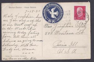 1930 FROM BADEN-BADEN GERMANY CHRISTIAN MENNONITE 10pf CHARITY LABEL, SEE INFO