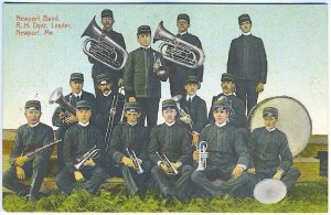 Newport ME Music Newport Band R.H. Dyer Bandleader Instruments Vintage Postcard
