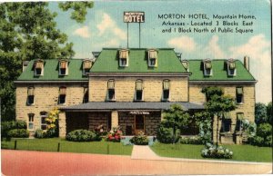 Morton Hotel Mountain Home AR Linen Vintage Postcard B25