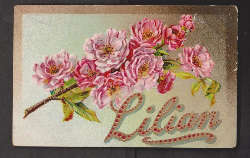 General Greetings - Embossed Flowers Personalized - Used c1910 - Stamp Missing