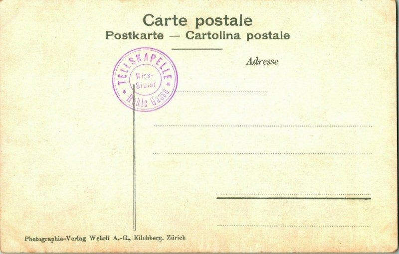 Vtintage Carte Postale 1910-15 Suisse Hohle Gasse Et Teliskapelle Bei Kussnacht