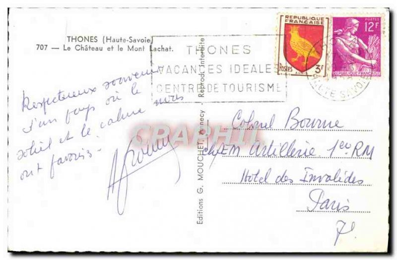 Modern Postcard Thones Le Chateau and Mont Lachat