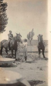 RPPC Horses Ranch Scene Cowgirls Edwardian c1910s Vintage Photo Postcard