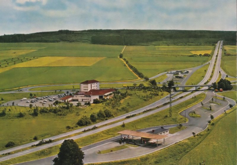 Autobahn Rasthaus Hotel Kassel German Aerial Postcard