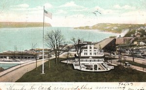 Vintage Postcard 1907 Prospect View Of Claremont Inn & Hudson River New York NY