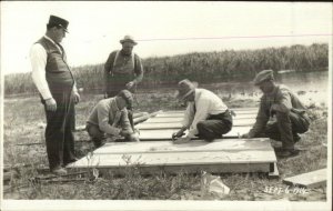 Work Labor Men Building Dock Hammers 1914 Real Photo Postcard