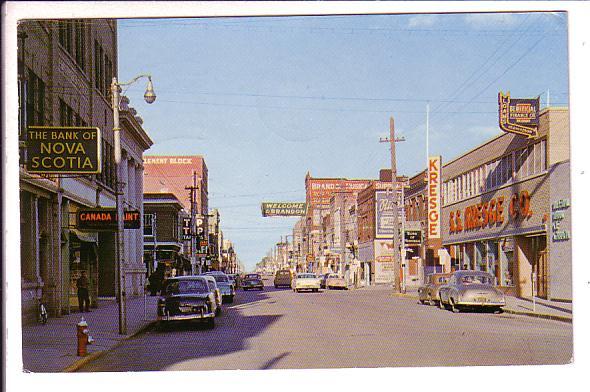 Downtown Rosser Street, Brandon, Manitoba, Used Locally 1964