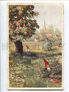 3045200 Funny GNOMES & Rabbit vintage color RPPC Tsarskoe Selo