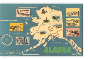 Alaska AK Vintage Postcard Map of Alaska Various Scenes