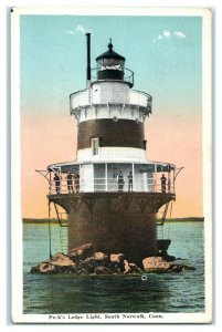 Pecks Ledge Light South Norwalk CT Postcard 7G10