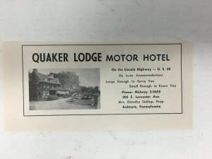 Quaker Lodge Motor Hotel Vintage Print Ad Ardmore Pennsylvania Picture