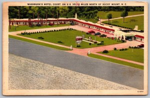 Vtg Rocky Mount North Carolina NC Washburn's Motel Court 1950s View Old Postcard