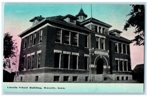 c1910 Lincoln School Building Exterior Waverly Iowa IA Vintage Antique Postcard