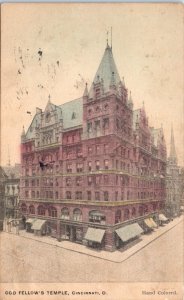 1910s Odd Fellows Temple Cincinnati OH Hand Colored Postcard