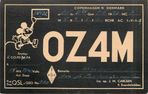 Radio Amateur QSL Post Card Copenhagen Denmark 1937 OZ4M op. J.M. Carlsen