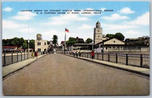 Vtg Laredo Texas TX Convent Avenue International Bridge Customs House Postcard