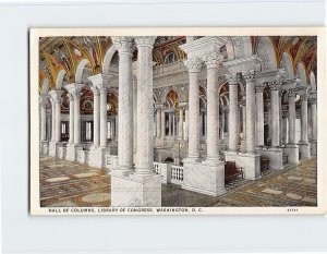 Postcard Hall Of Columns, Library Of Congress, Washington, District of Columbia