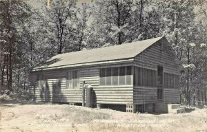 WEBSTER WISCONSIN~PEARSONS TRADING POST-LOG CABIN #7~1952 REAL PHOTO POSTCARD