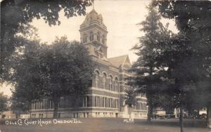Oregon Illinois~Ogle County Court House~Shops Background~c1910 Childs RPPC