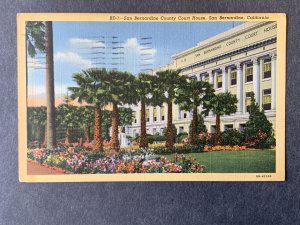 San Bernardino County Courthouse San Bernardino CA Linen Postcard H1155093602