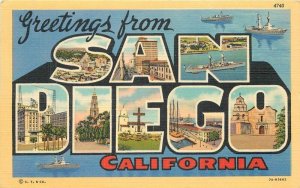 California San Diego large letters multi Western Teich #4740 Postcard 22-6988 