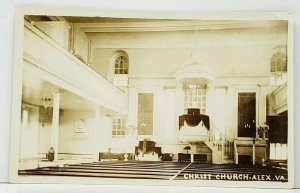 Alexandria Virginia Christ Church Interior View RPPC Real Photo Postcard J4