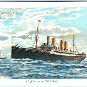 c1910s Bremen Germany Norddeutscher Lloyd Steamship SD Crown Prince Wilhelm A193