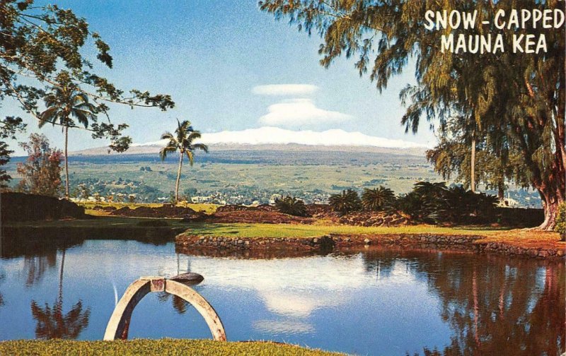 SNOW-CAPPED MAUNA KEA Volcano, Hilo, Hawaii c1960s Vintage Postcard